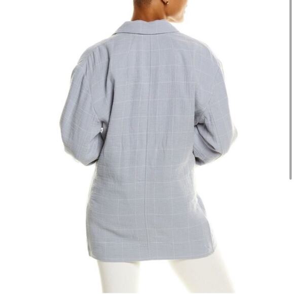 Madewell NWTs Larsen Relaxed Blue Blazer Linen Cotton size XL Boyfriend - Picture 2 of 11